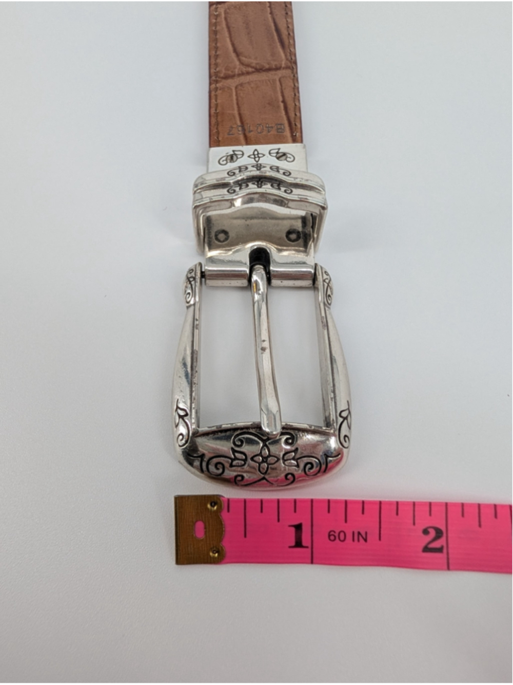 Vintage Brighton B40167 Reversible Red Brown Braided Croc Embossed Leather Belt - Picture 13 of 14